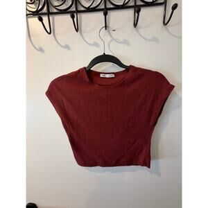 Zara Burgundy Crop Top Large- Fits like a medium- Tight fitted